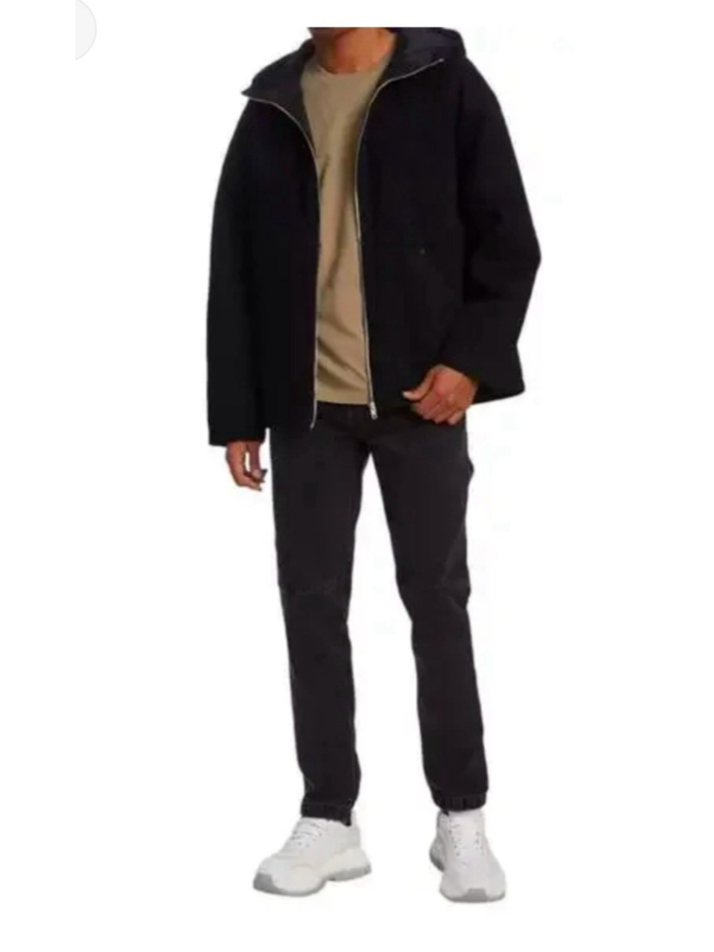 FRAME Men’s Hooded Denim Zip Jacket Black Noir Large Lightweight $498 MSRP NWT